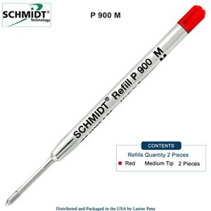 2 Pack - Med-Red Ink P900 Schmidt Parker Style Ballpoint Refill