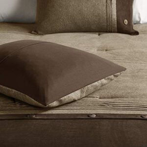 Madison Park Boone Cozy Comforter Set, Faux Suede, Deluxe Hotel Styling All Season Down Alternative Bedding Matching Shams, Decorative Pillow, Queen (90 in x 90 in), Rustic Brown 7 Piece