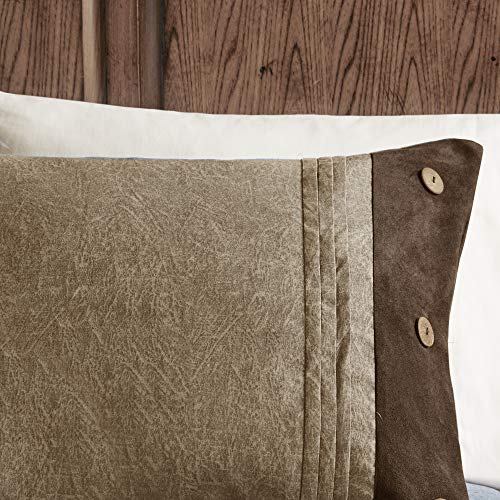 Madison Park Boone Cozy Comforter Set, Faux Suede, Deluxe Hotel Styling All Season Down Alternative Bedding Matching Shams, Decorative Pillow, Queen (90 in x 90 in), Rustic Brown 7 Piece