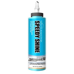 nanoskin speedy shine exterior tire & trim gel 16 oz. - restores and conditions faded tires, trim, bumpers and rubber for car detailing | safe for cars, trucks, suvs, motorcycles, rvs & more