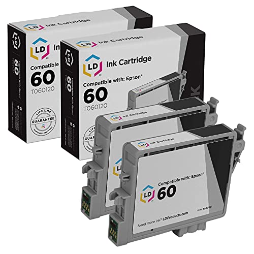 LD Remanufactured Ink Cartridge Replacements for Epson 60 T0601 (Black, 2-Pack)