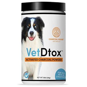 vetdtox 1qt activated charcoal powder for all kinds of pets & livestock, dog, cat, chicken, horses and more - for diarrhea, gas relief, liver support