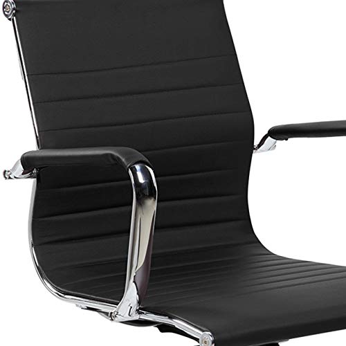 Techni Mobili Modern Medium Back Office Chair with Tilt and Height Adjustment, Executive Task Chair with Armrest and Non Marking Caster Wheels, Black