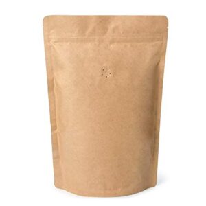 250g 8oz 1/2lb Kraft Paper Stand up Zipper Pouches Coffee Bags Coffee Pouches with Valve (Pack of 50)