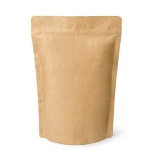 250g 8oz 1/2lb Kraft Paper Stand up Zipper Pouches Coffee Bags Coffee Pouches with Valve (Pack of 50)