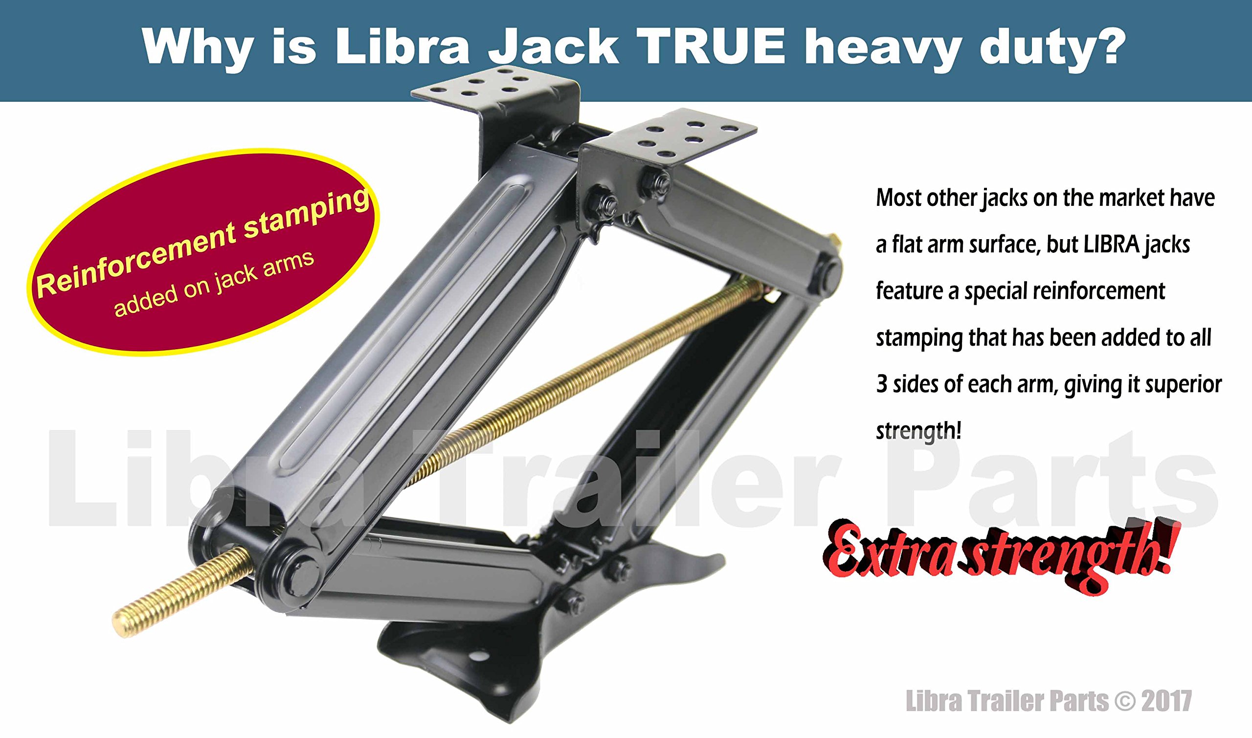 LIBRA 24" 6K lbs RV Trailer Camper Stabilizer Leveling Scissor Jacks w/Dual Power Drill sockets & mounting Hardware Set-Set 2