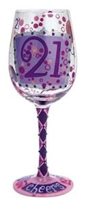 enesco 21st birthday wine glass, 1 count (pack of 1), multicolor