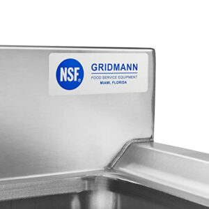 GRIDMANN 3 Compartment Stainless Steel Bar Sink, NSF Commercial Kitchen Underbar Sink with 10" L x 14" W x 10" D Bowls for Restaurant, Laundry, Garage