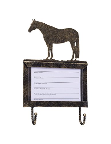 JT International Deluxe Bronze Stall Card Holder w Hooks Qtr Horse