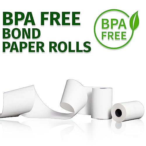 Gorilla Supply 2 1/4 in x 150 ft Bond Paper Rolls, 2.25" x 150' Adding Machine Tape, 1-Ply Receipt Paper Rolls for El-1750 1801 P23, BPA Free, 50 Rolls