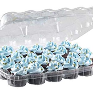 Katgely Disposable Mini Cupcake Box Container - Holds 24 Mini Cupcakes - PBA Free Plastic – Pack of 10