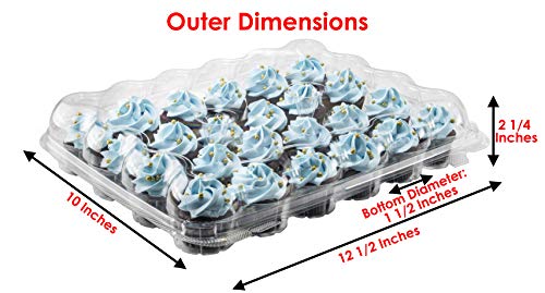 Katgely Disposable Mini Cupcake Box Container - Holds 24 Mini Cupcakes - PBA Free Plastic – Pack of 10