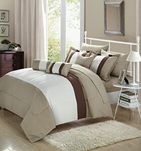 chic home cs0640-701-an 10 piece serenity comforter set, queen, beige