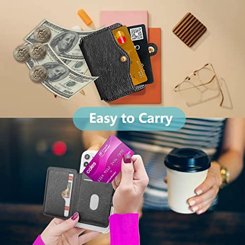 通用 Phone Wallet Stick on, Credit Card Holder for Cell Phone and Phone Card Holder Stick on for Back of Phone or Phone Case (Black)