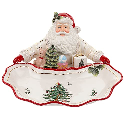 Spode Christmas Tree Gold Collection, Figural Santa Dish, Gold, Holiday Décor, Decoration for Mantel, Candy Bowl, Made of Fine Earthenware, 12.25-Inch