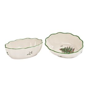spode christmas tree fluted oval dish, set of 2
