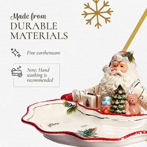 Spode Christmas Tree Gold Collection, Figural Santa Dish, Gold, Holiday Décor, Decoration for Mantel, Candy Bowl, Made of Fine Earthenware, 12.25-Inch
