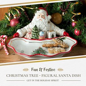 Spode Christmas Tree Gold Collection, Figural Santa Dish, Gold, Holiday Décor, Decoration for Mantel, Candy Bowl, Made of Fine Earthenware, 12.25-Inch