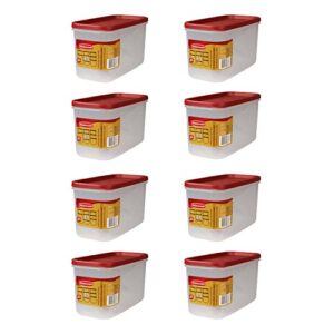 rubbermaid 5 cup dry food storage - clear base, red lid - 8 pack
