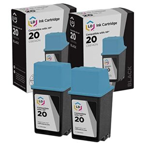 ld products remanufactured ink cartridge replacements for hp 20 c6614dn (black, 2-pack)