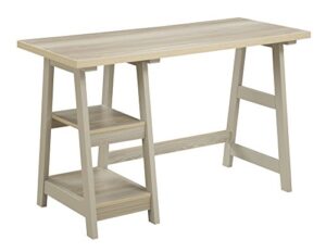 convenience concepts designs2go trestle shelves desk, 47"l x 20.25"w x 29.25"h, weathered white
