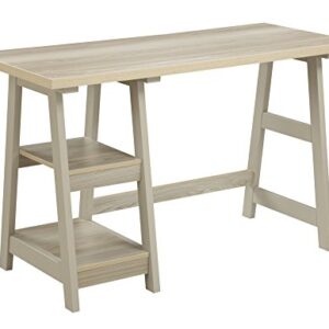 Convenience Concepts Designs2Go Trestle Shelves Desk, 47"L x 20.25"W x 29.25"H, Weathered White