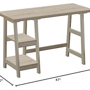 Convenience Concepts Designs2Go Trestle Shelves Desk, 47"L x 20.25"W x 29.25"H, Weathered White