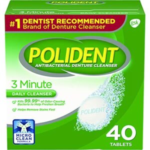 polident 3 minute denture cleanser tablets, 40 count, pack of 2