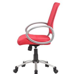 Boss Office Products Mesh Back Task Chair with Pewter Finish in Red