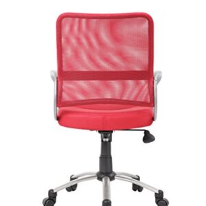 Boss Office Products Mesh Back Task Chair with Pewter Finish in Red