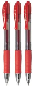pilot g2 07 red fine retractable gel ink pen rollerball 0.7mm nib tip 0.39mm line width refillable bl-g2-7 (3)