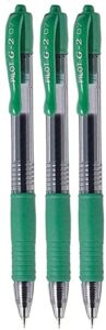 pilot g2 premium refillable & retractable rolling ball gel pens, 0.7mm fine point, green, 3-pack