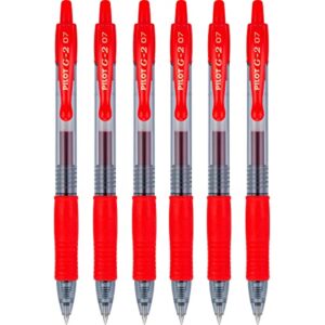 pilot g2 premium refillable & retractable rolling ball gel pens, 0.7mm fine point, red, 6-pack