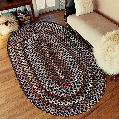 Super Area Rugs Tribeca Soft & Reversible Wool Braided Rug, Made in USA, Black Rock, 2' X 3'