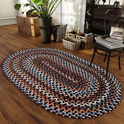Super Area Rugs Tribeca Soft & Reversible Wool Braided Rug, Made in USA, Black Rock, 2' X 3'