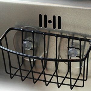 Neat-O Durable Steel Construction Color Coated Large Suction Cups Kitchen Sink Sponge Storage Organizer Holder (Black)