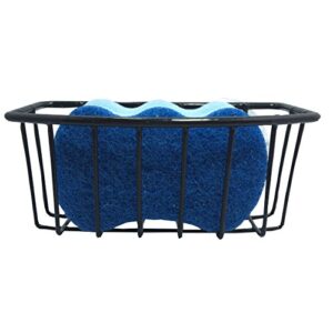 Neat-O Durable Steel Construction Color Coated Large Suction Cups Kitchen Sink Sponge Storage Organizer Holder (Black)