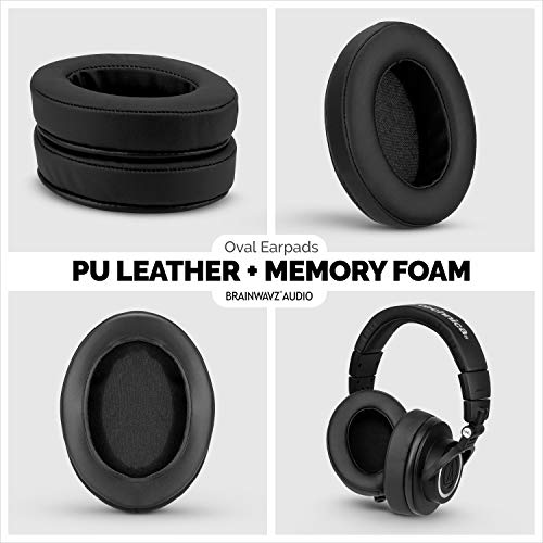 Brainwavz Replacement Earpads for ATH M50X, M50BT, Steelseries Arctis, Pro Wireless & Stealth 600, HyperX Cloud, AKG, SHURE, Philips & Many More Headphones, Memory Foam Ear Pad Cushions, Black Oval