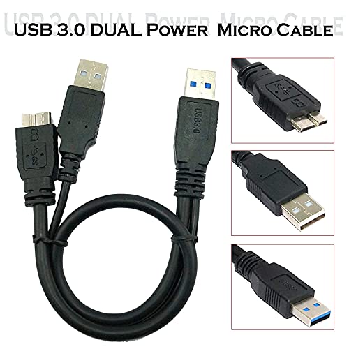 SAITECH IT 1 feet USB 3.0 Dual Power Y Shape 2 X Type a to Micro B high Speed Upto 5 Gbps Data Transfer Cable for External Hard Drives