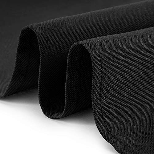 Lann's Linens - 4' Premium Fitted Tablecloth for 48" x 24" Rectangular Table - Wedding/Banquet/Trade Show - Polyester Cloth Fabric Cover - Black