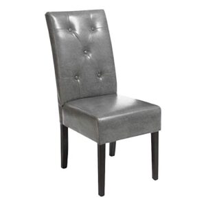 christopher knight home taylor bonded leather dining chairs, 2-pcs set, dark grey