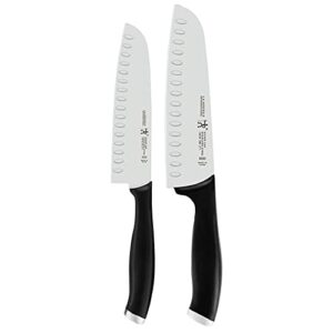 henckels silvercap razor-sharp 2-piece knife set, santoku knife 5 inch, santoku knife 7 inch , german engineered informed by 100+ years of mastery, black