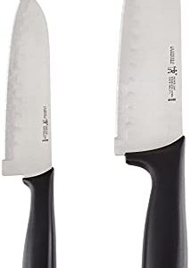 HENCKELS Silvercap Razor-Sharp 2-Piece Knife Set, Santoku Knife 5 Inch, Santoku Knife 7 Inch , German Engineered Informed by 100+ Years of Mastery, Black