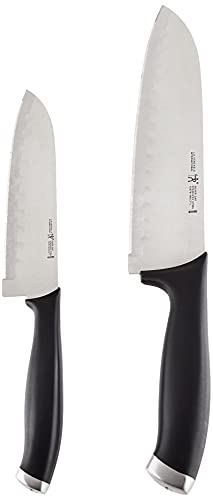 HENCKELS Silvercap Razor-Sharp 2-Piece Knife Set, Santoku Knife 5 Inch, Santoku Knife 7 Inch , German Engineered Informed by 100+ Years of Mastery, Black