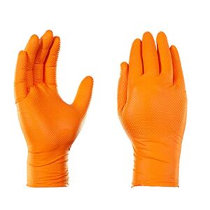 GLOVEWORKS HD Orange Nitrile Industrial Disposable Gloves, 8 Mil, Latex-Free, Raised Diamond Texture, X-Large, Box of 100