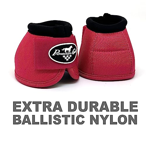 Professional's Choice Ballistic Overreach Bell Boots for Horses | Superb Protection, Durability & Comfort | Quick Wrap Hook & Loop | Sold in Pairs | Medium Raspberry