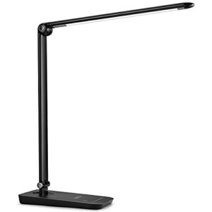 le dimmable led desk lamp, 7-level brightness adjustable, soft touch dimmer, daylight white, eye care natural light, high intensity office task lamp for reading, study, computer work and more (black)