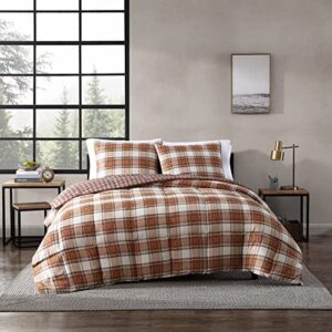 eddie bauer - king comforter set, reversible alt down bedding with matching shams, breathable home decor for all seasons (edgewood red/beige, king)
