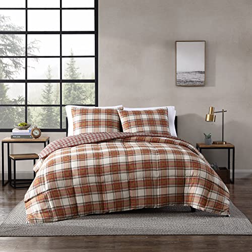 Eddie Bauer - King Comforter Set, Reversible Alt Down Bedding with Matching Shams, Breathable Home Decor for All Seasons (Edgewood Red/Beige, King)