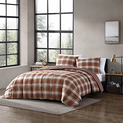 Eddie Bauer - King Comforter Set, Reversible Alt Down Bedding with Matching Shams, Breathable Home Decor for All Seasons (Edgewood Red/Beige, King)